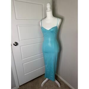 FASHIONNOVA Size XS (Ashley) Midi Dress Blue Color Aqua (NWT)